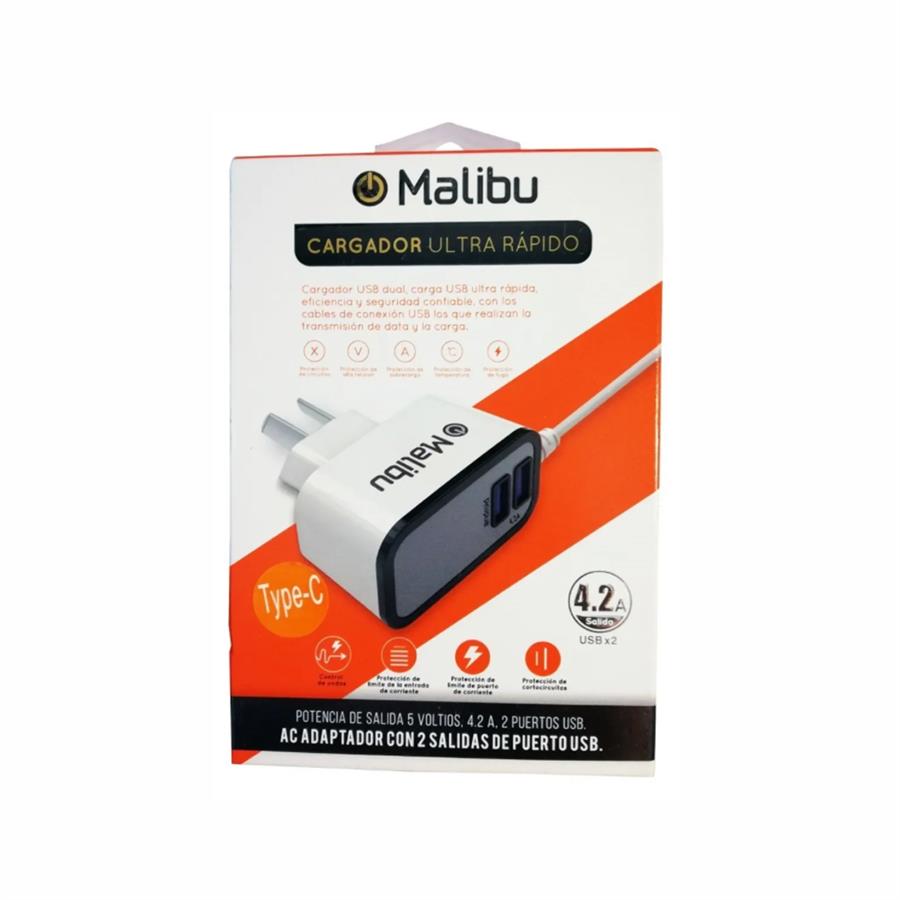 CARGADOR ULTRA RAPIDO TYPE-C MALIBU - CYBERTECH