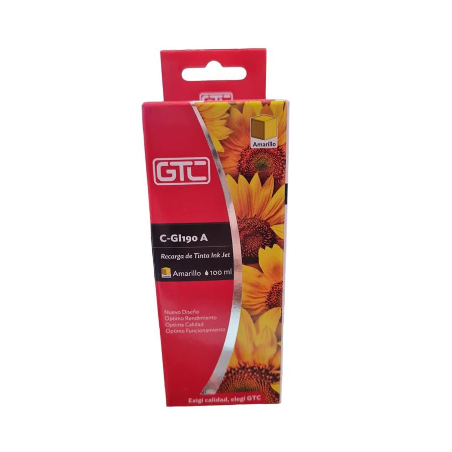 Tinta Gtc Para Canon Pixma 2100/3100 T190 Amarillo