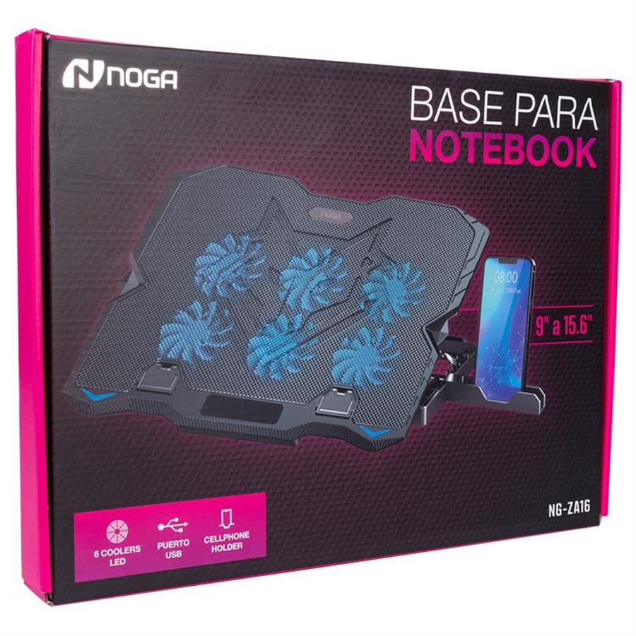 Base Para Notebook Noga Ng-Za16 Con 6 Coolers Con Leds