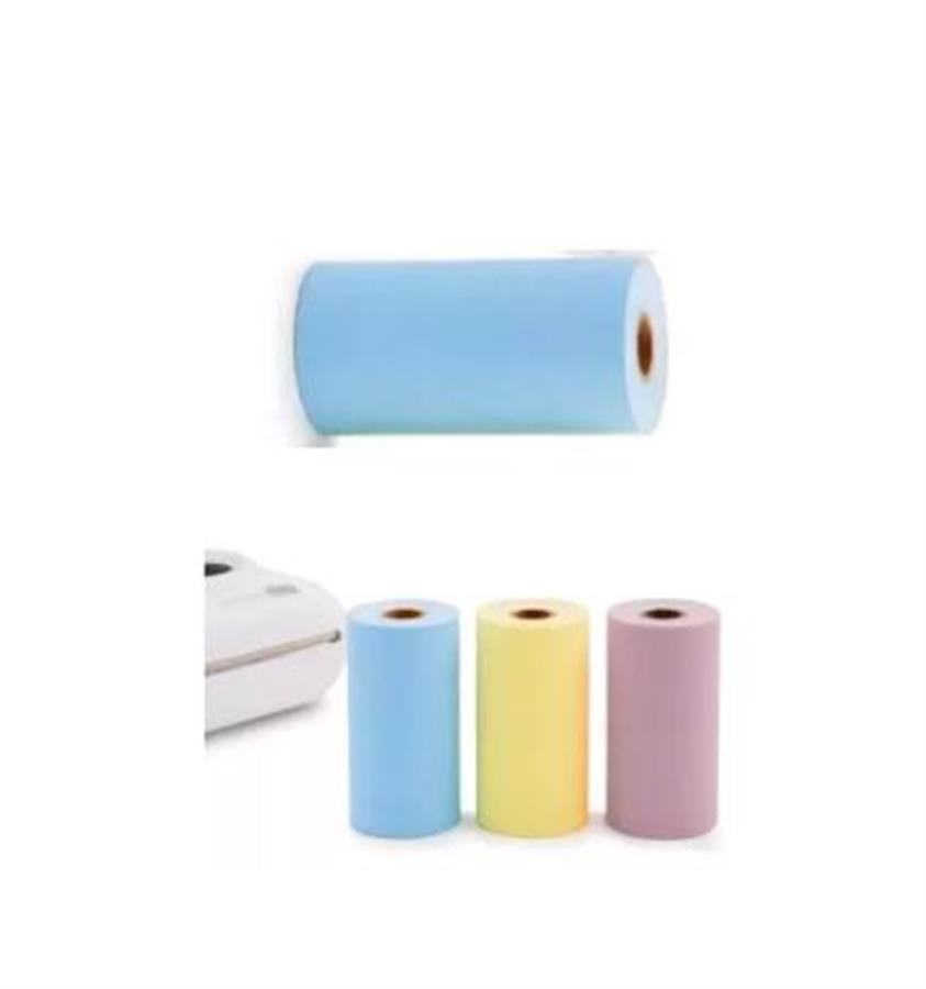 Papel Rollo Mini Impresora Termica Color Pastel Celeste x Unidad