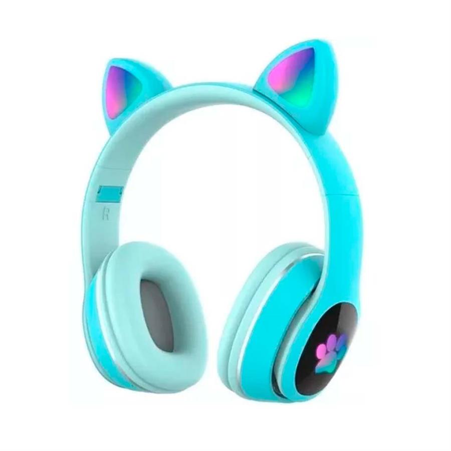 Auricular Bluetooth Flexible Gatito Vzv-23M Celeste