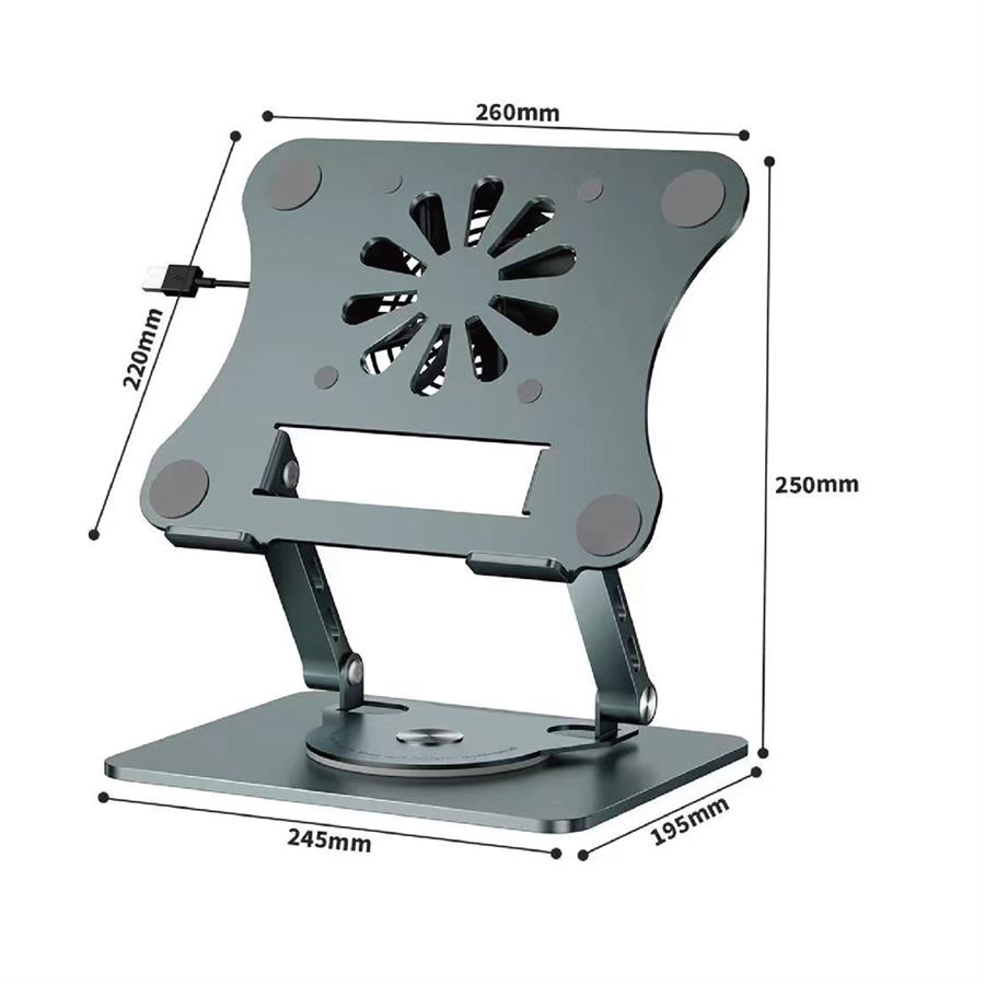 Soporte Base Notebook HX-ZJ61 Metálico 360° Con Cooler Ajustable