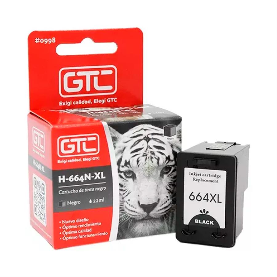 Cartucho de Tinta Gtc compatible HP 664XL Black
