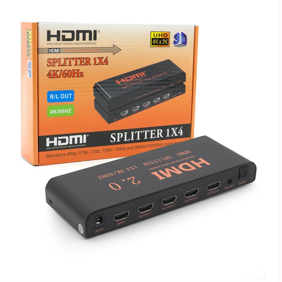 Splitter HDMI SM-F7847 1x4 4K 60Hz Con Salida De Audio