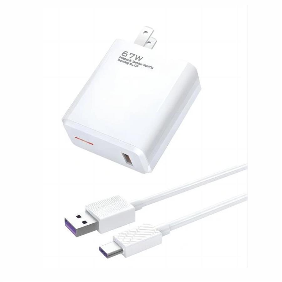 Cargador Tranyoo US2-C 67W USB Con Cable Tipo-C Carga Rápida