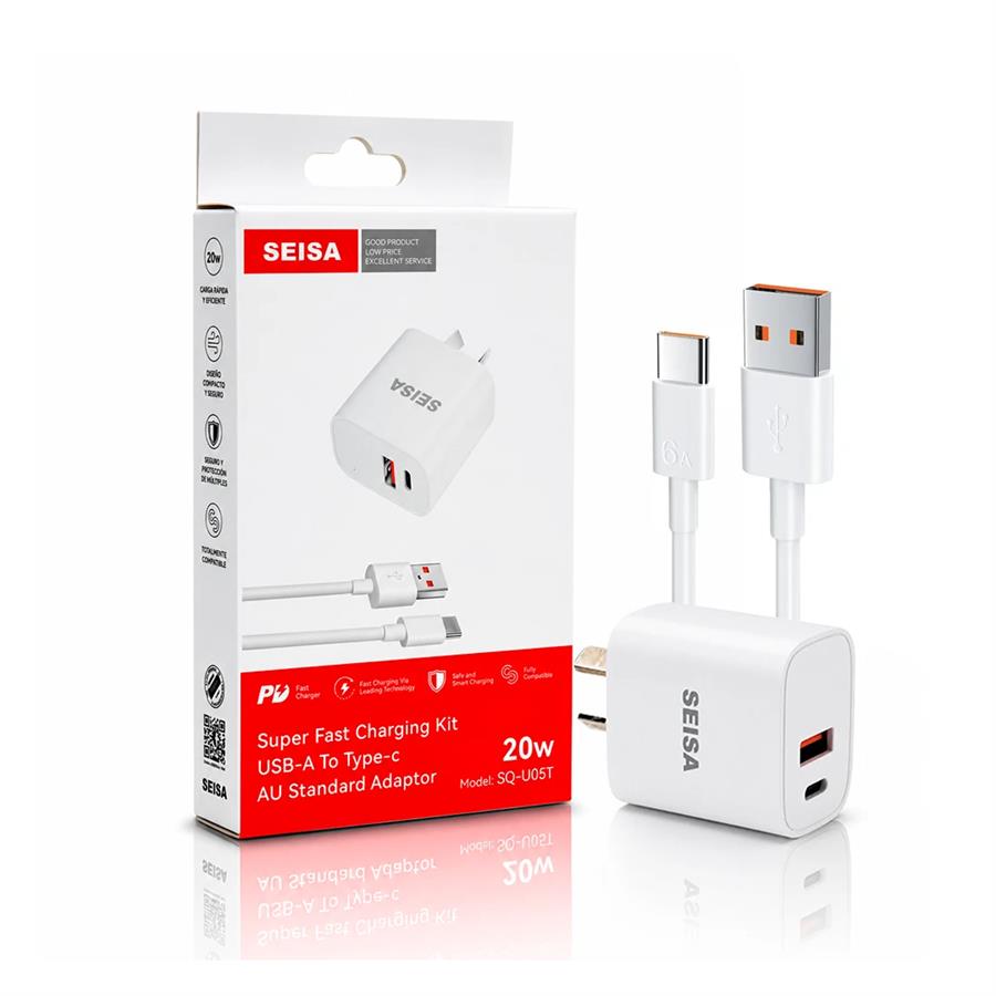 Cargador USB-C Seisa SQ-U05T 20W Con Cable Tipo C Carga Rápida