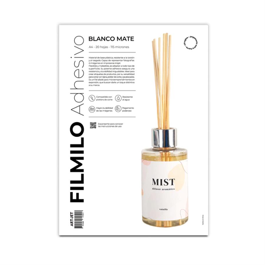 Papel Filmilo Adhesivo Art-Jet Blanco Mate A4 20H