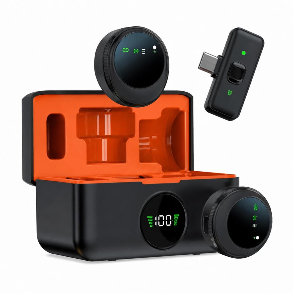 Microfono Corbatero Inalambrico Doble EJ-B6129 X2 Con Receptor Para Celular, iPhone, Android, PC Y Cámara