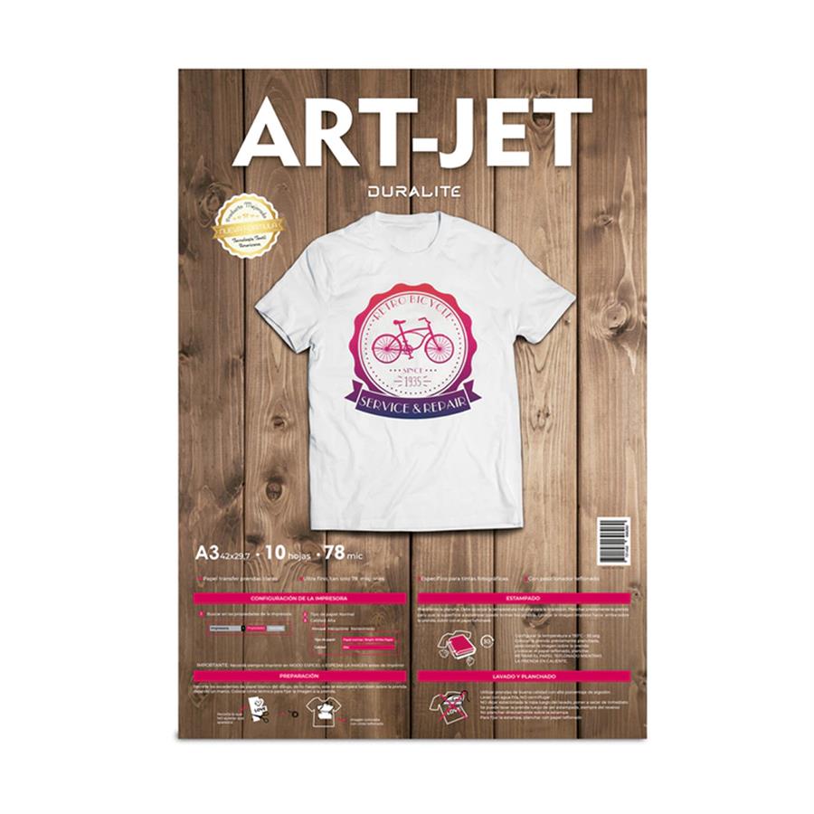 Papel Transfer Duralite Prendas Claras Art-jet A4 10 Hojas Blanco