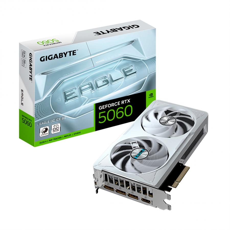 Placa De Video Gigabyte RTX 5060 EAGLE OC ICE 8GB GDDR6 White DLSS 3 PCIe 4.0