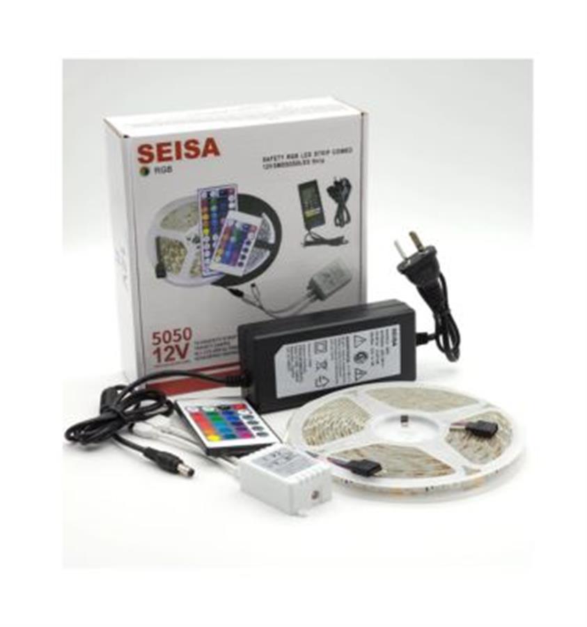 Kit Combo Tira De Led Rgb 5m 5050 Exterior Seisa Led-Y5050rd