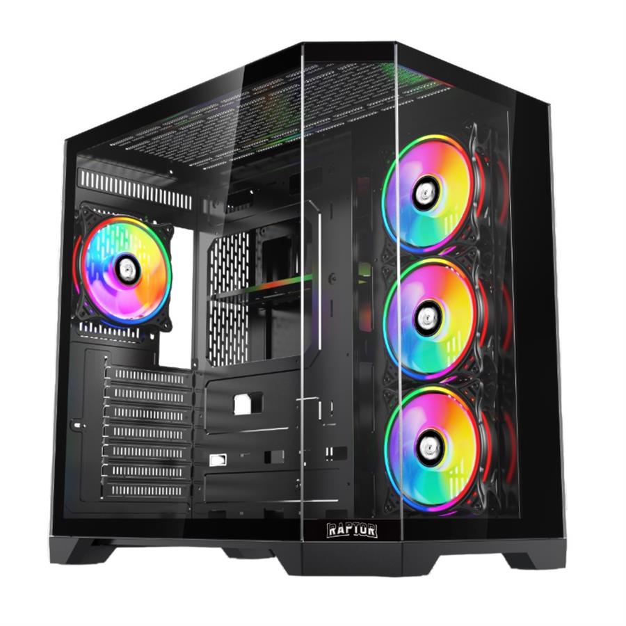 Gabinete Gamer Raptor Eclypse TG x2 Mid-Tower RGB Fan x4