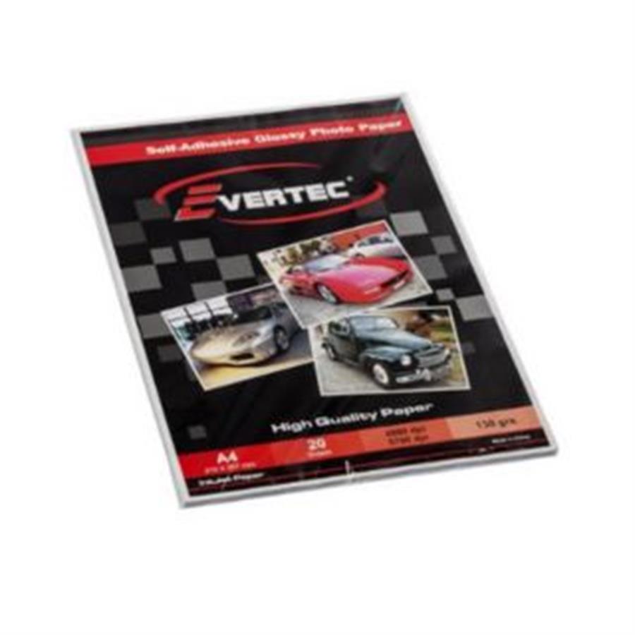 Papel EVERTEC photo glossy autoadhesivo A4 130g 20 hojas