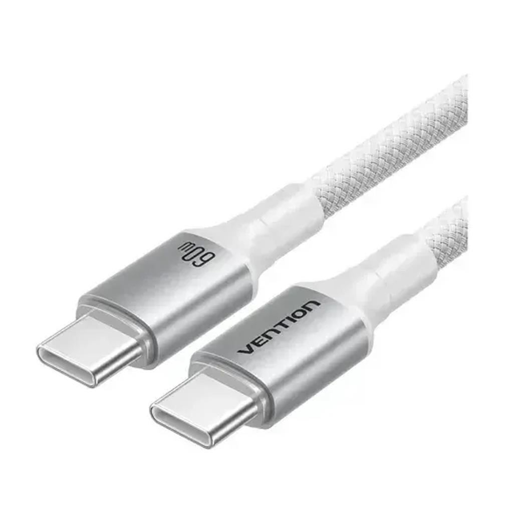 Cable USB-C Vention TSFWF 60W 3A Trenzado 1m Blanco