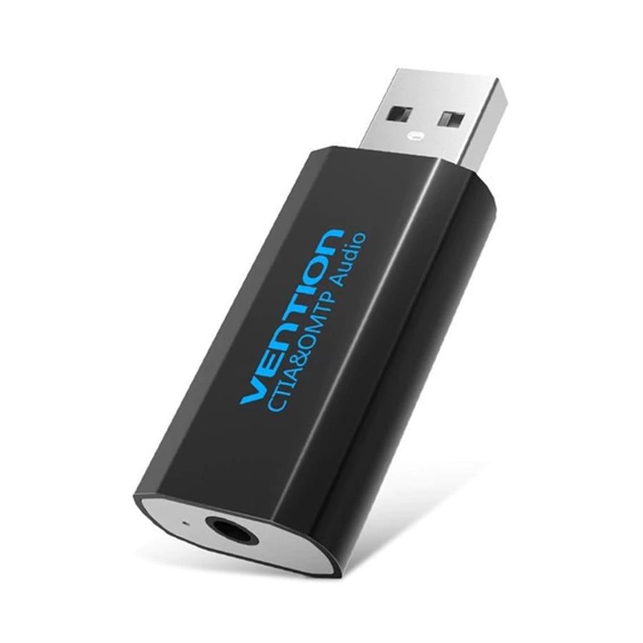 Placa De Sonido USB Vention VAB-S16-B 3.5mm Audio PC Notebook