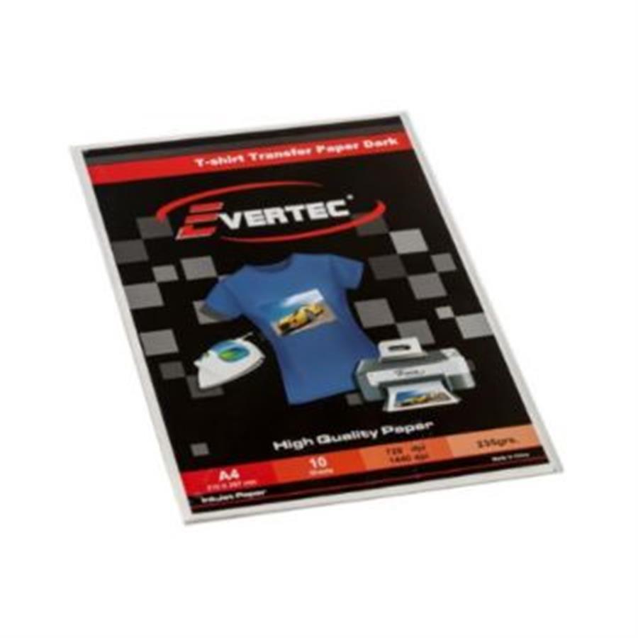 Papel EVERTEC transfer dark 235g A4 10 hojas