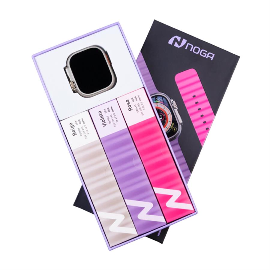 NG-SW16S Smartwatch Noga Watch + 3 Mallas + Vidrio Protector - Violeta, Rosa y Blanco
