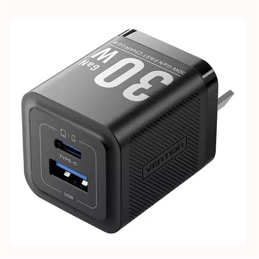 Cargador De Pared Vention 30W Usb Y Usb-C Carga Rápida