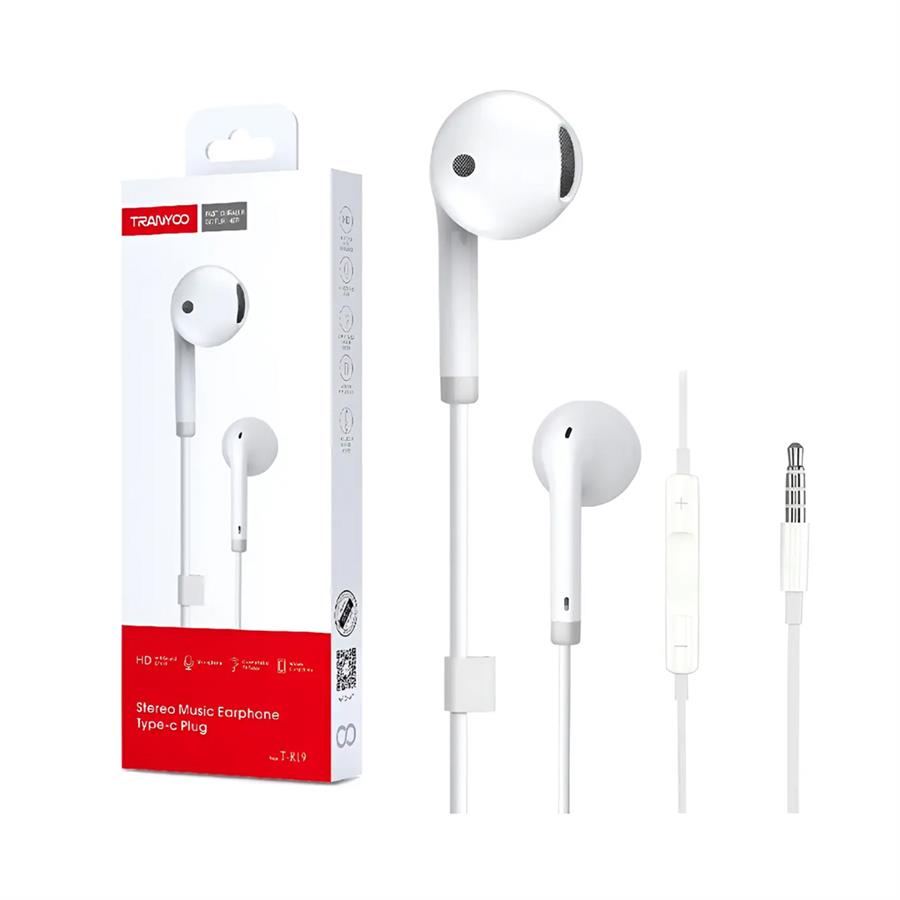 Auricular Con Cable Tranyoo T-R19 3.5mm 1.2 Metros Manos Libres