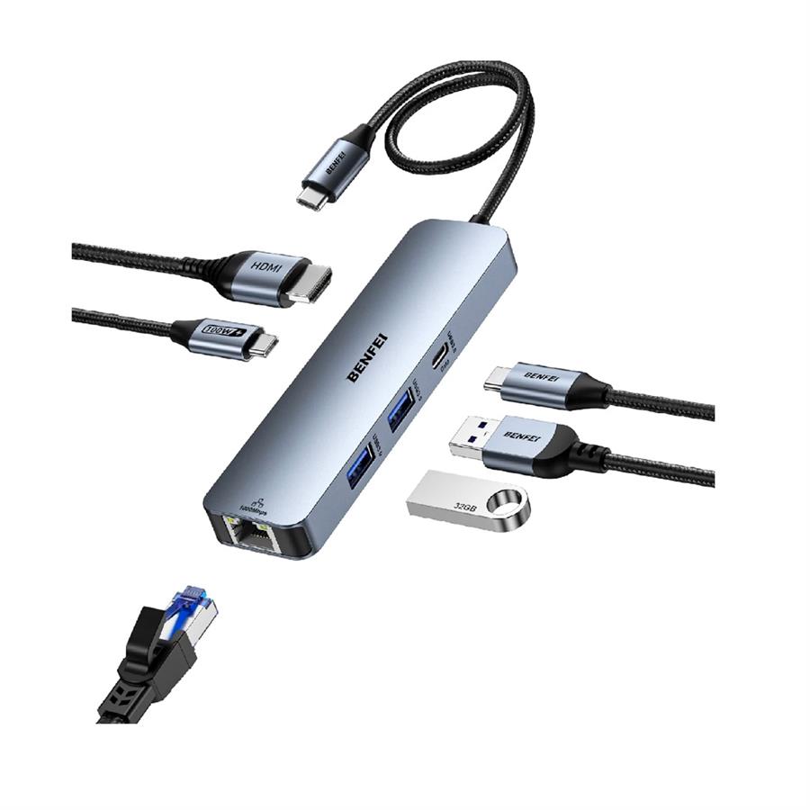 PD BF-379 Adaptador Tipo C A HDMI + USB + LAN