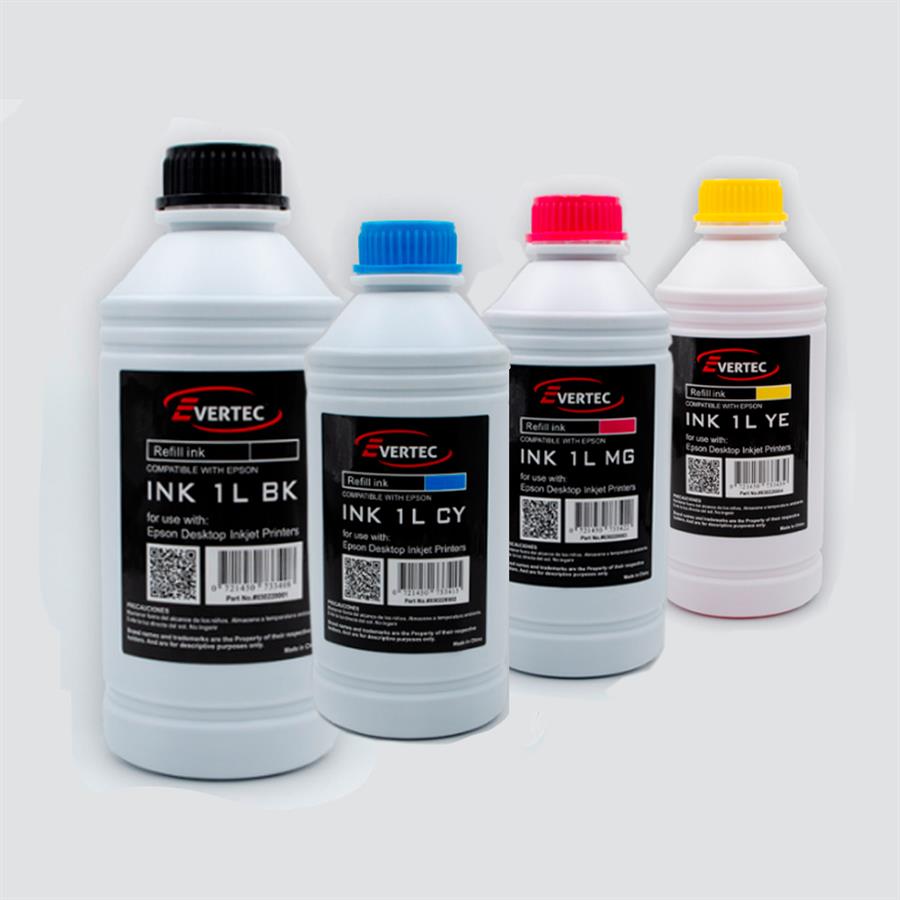 Tinta De Sistema Continuo Evertec Compatible Con EPSON Botella 1L