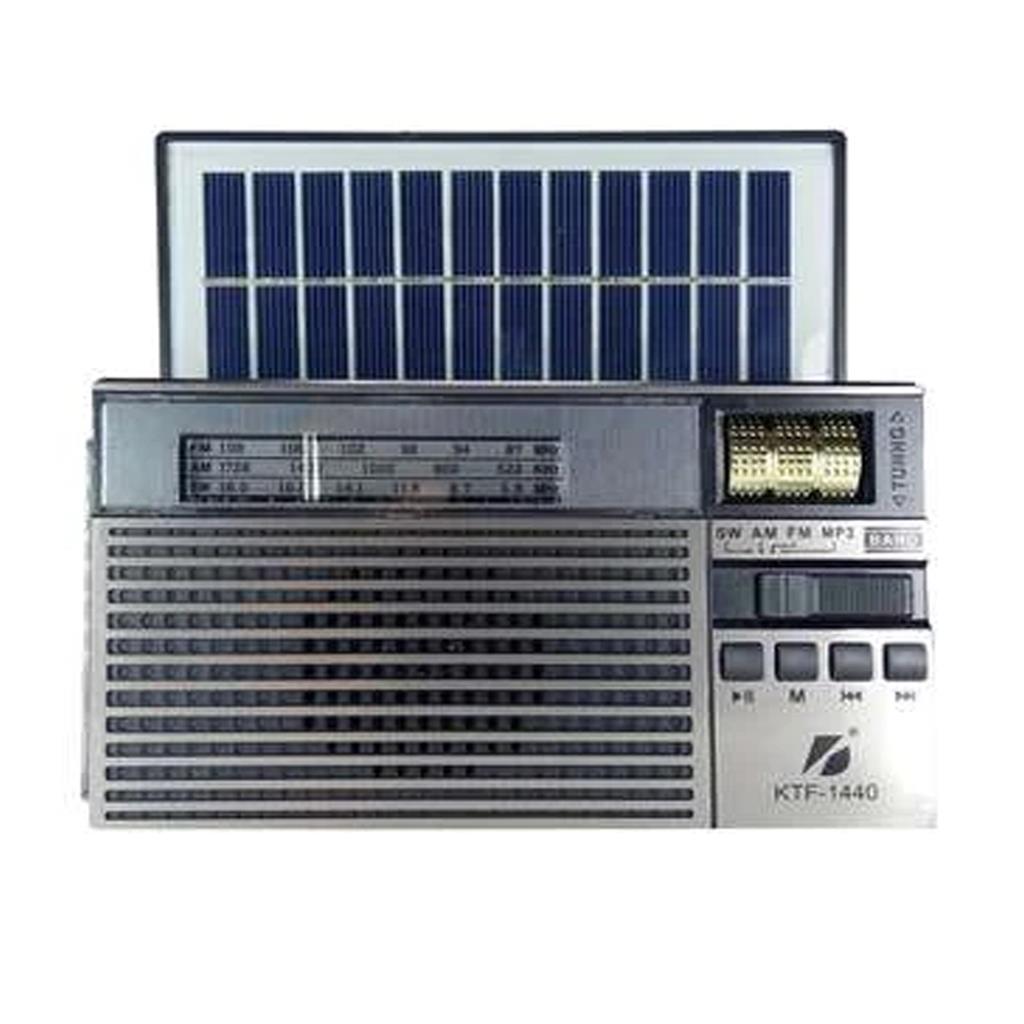 Radio Bluetooth Vintage Retro KTF-1440 Con Panel Solar, Linterna, FM AM SW, USB Y MicroSD Recargable