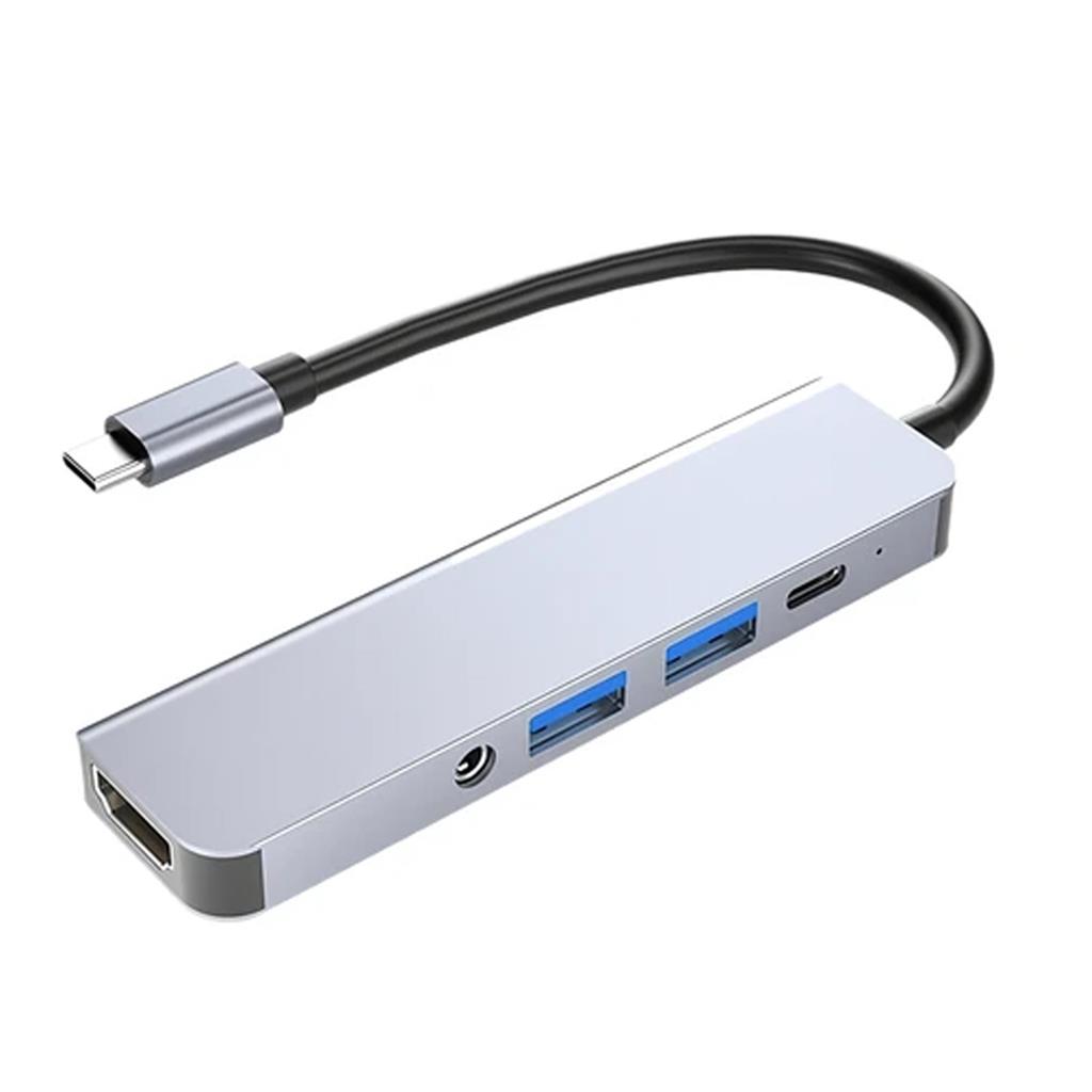 Hub Adaptador USB-C 5 En 1 BYL-2009 HDMI / USB 3.0 / USB 2.0 / Audio 3.5mm