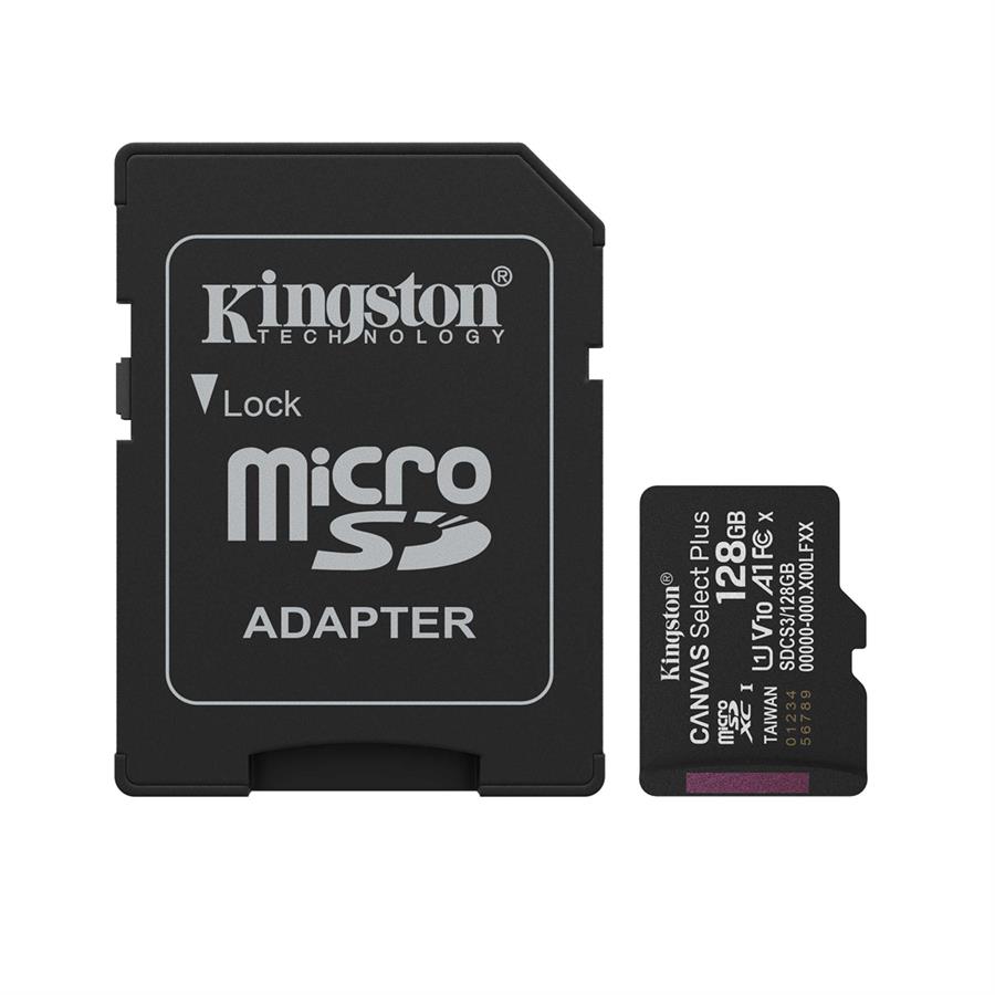 Tarjeta Micro Sd Kingston 128Gb C/Adap Gen3 150MB/s Canvas S Plus Cl10