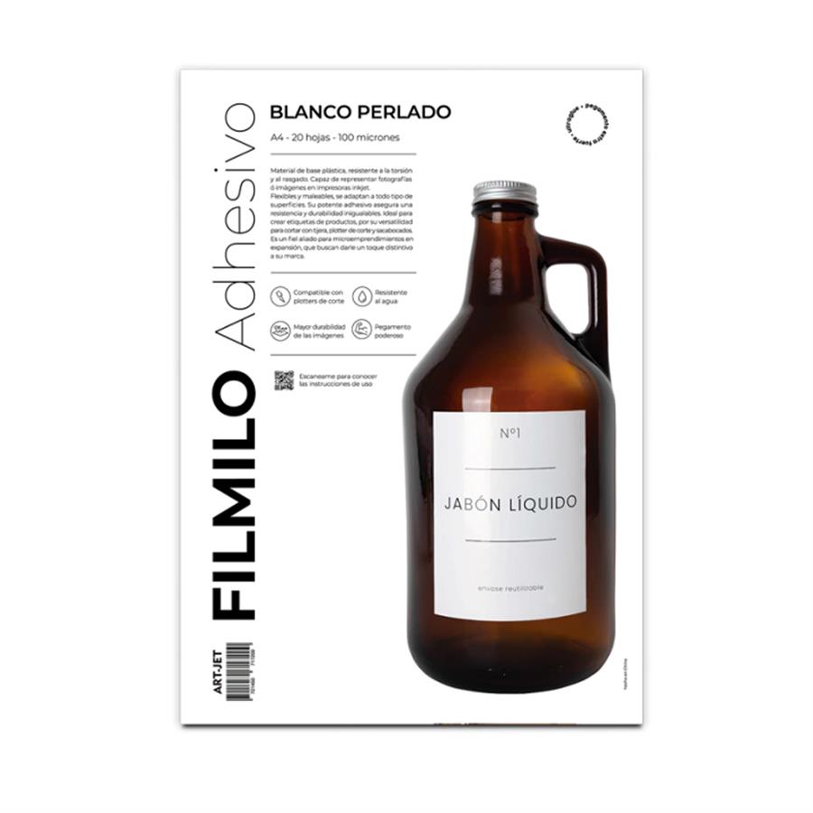 Papel Filmilo Adhesivo Art-Jet Blanco Perlado A4 20H
