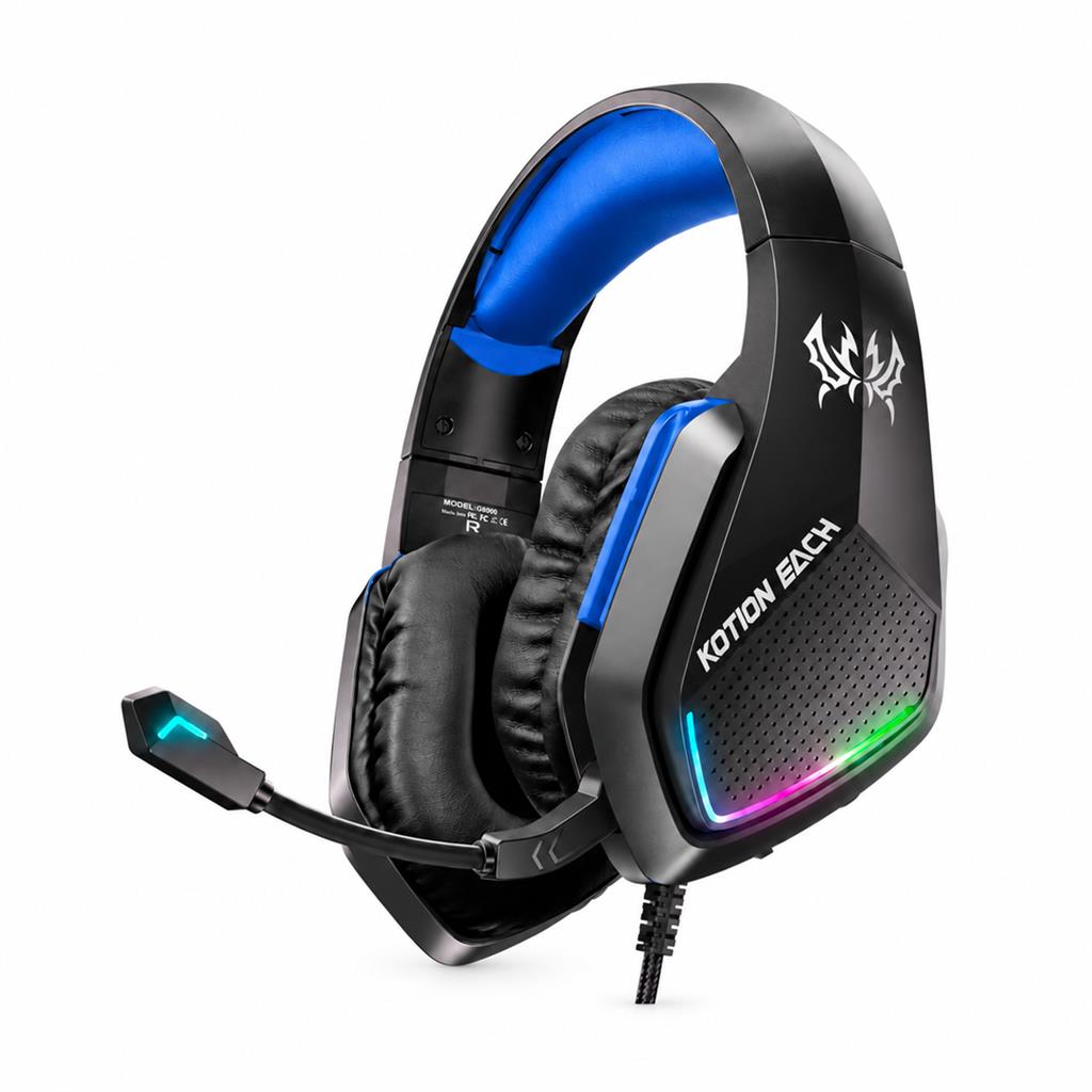 Auricular Gamer G5000 3.5mm + USB con Adaptador 1 a 2 - Azul