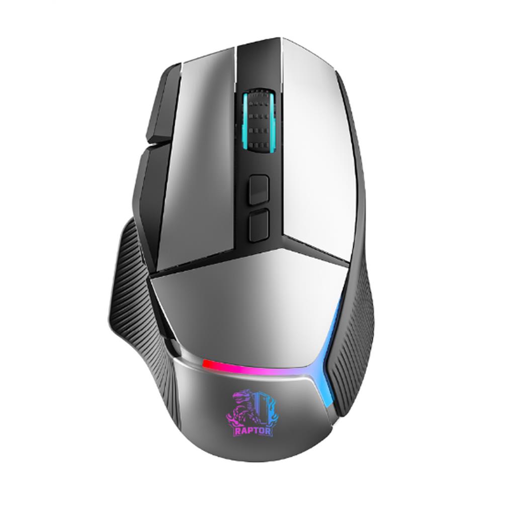 Mouse Gamer Wireless Raptor Storm Grip 9 Botones 24000 DPI RGB Grey