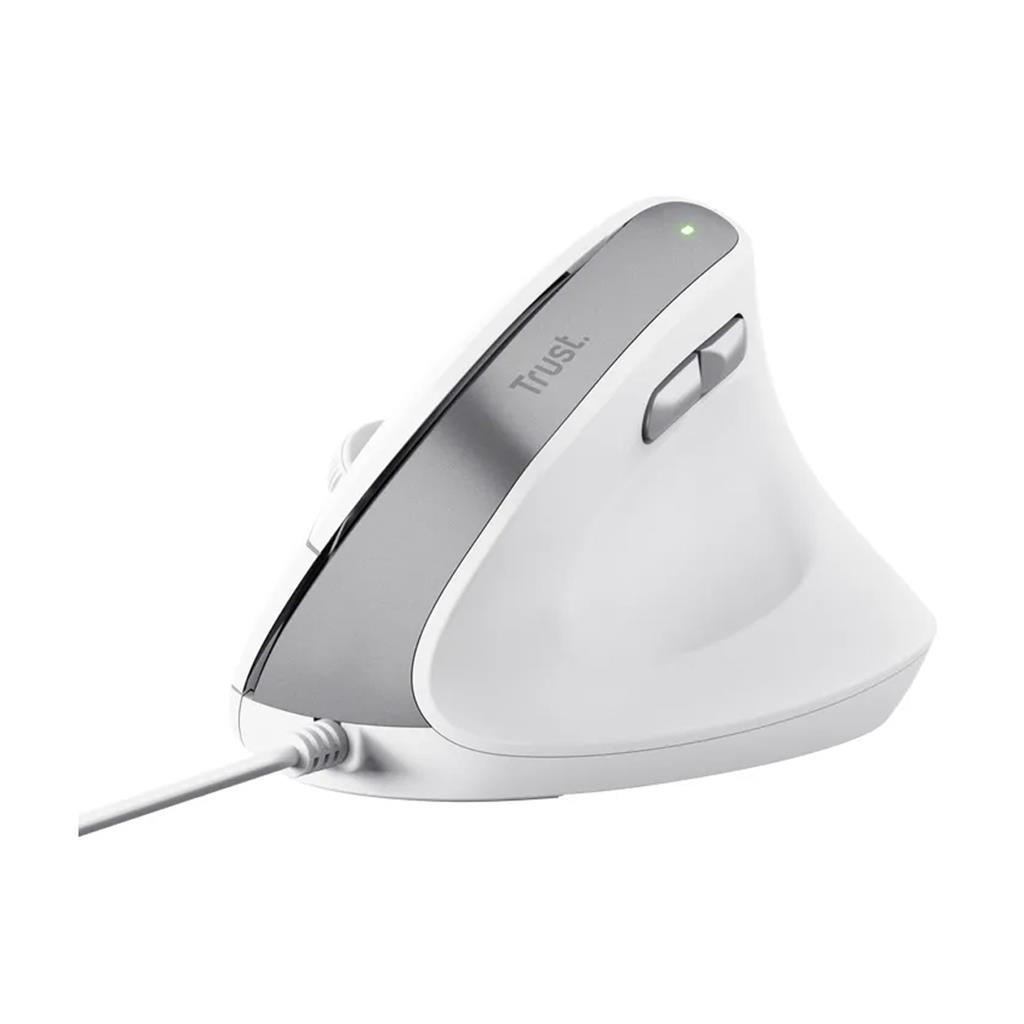 Mouse Vertical Ergonómico Trust Bayo II con Cable Blanco
