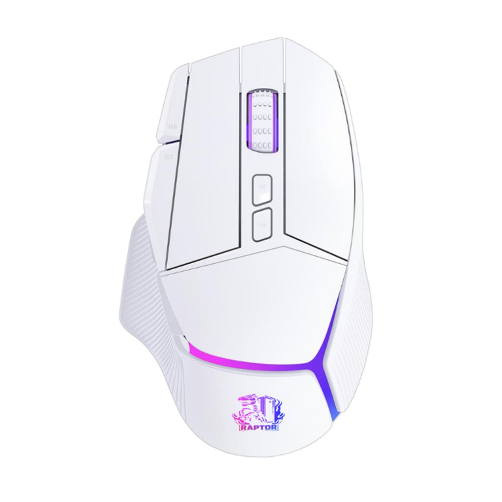 Mouse Gamer Wireless Raptor Storm Grip 9 Botones 24000 DPI RGB White