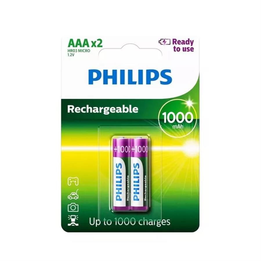 Pilas Recargables AAA Philips 1000Mah Blister X 2 Unidades