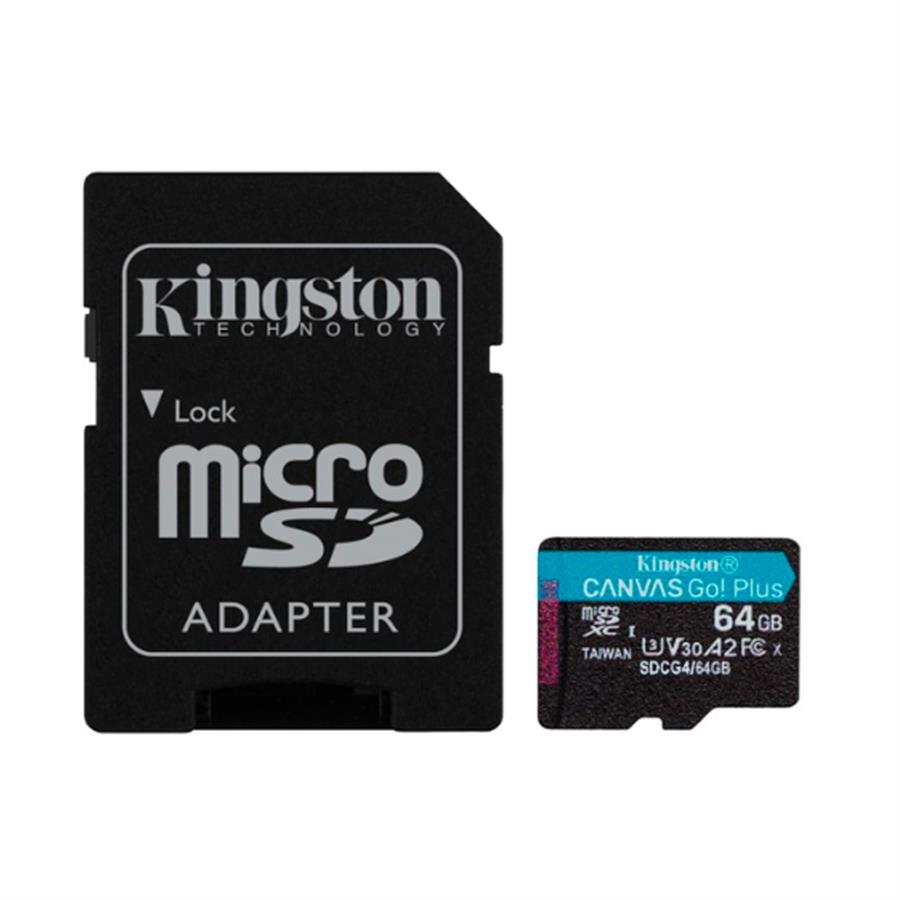 Tarjeta Micro Sd Kingston 64Gb C/Adap Gen4 200MB/s Canvas Go Plus 4K Camara Drones