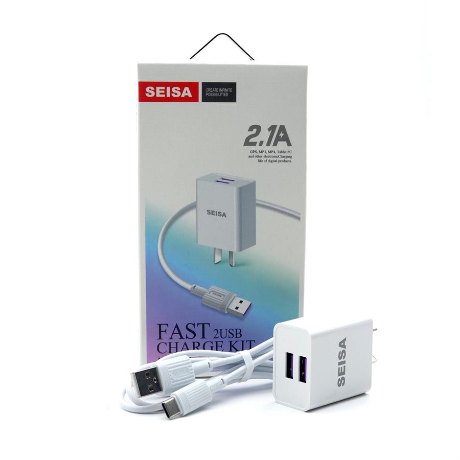 T-C02 C Cargador 2.1A + Cable Tipo C 1 Metro
