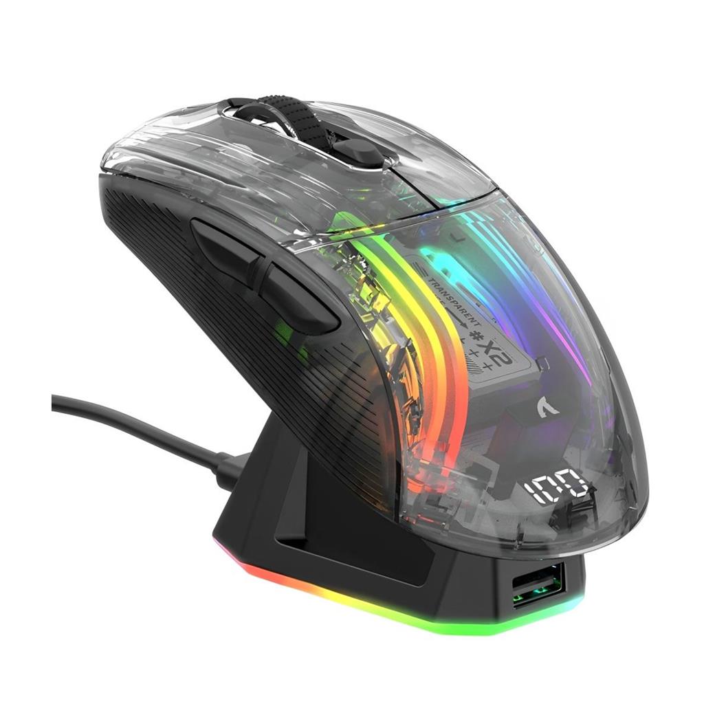 Mouse Gamer Attack Shark X2 Pro Wireless RGB 4000 DPI con Base Cargadora
