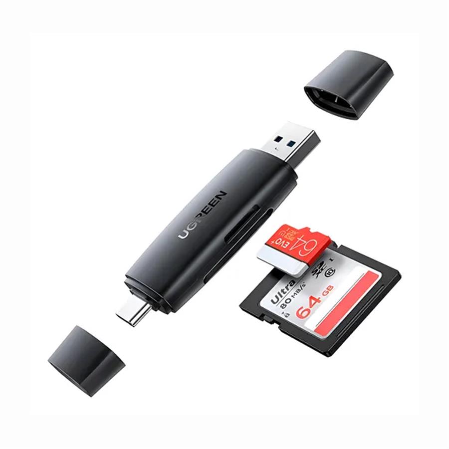 80191 Lector Tarjeta Sd Tf 2 En 1 Usb-C Usb 3.0 Dual Negro Ugreen