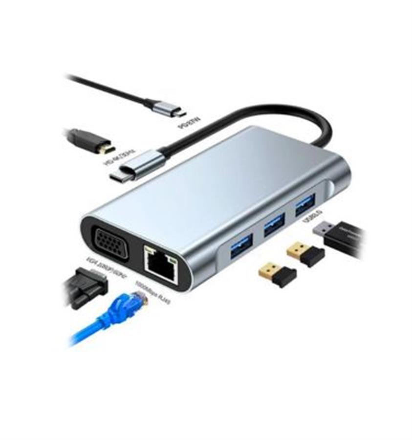 Adaptador 7 En 1 Tipo-C A Hdmi+Vga+P Red+Usb2.0+Usb3.0+Pd Seisa Byl-2111