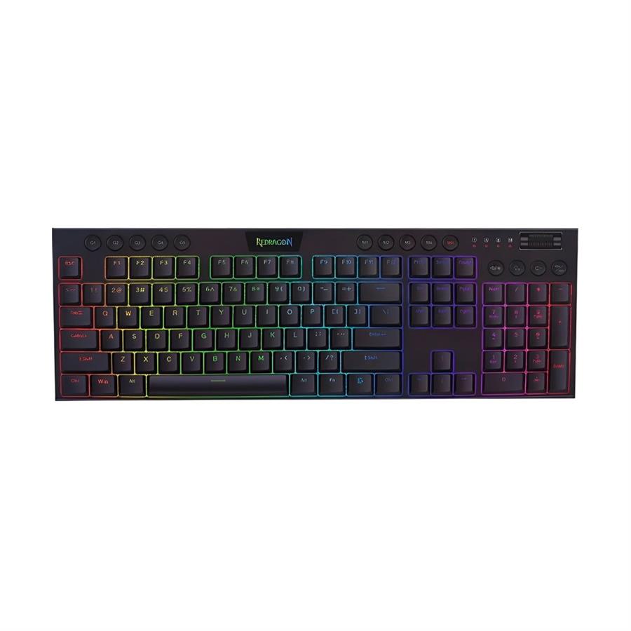 Teclado Gamer Redragon Horus K618-RGB Pro Negro Inglés Interruptor Rojo